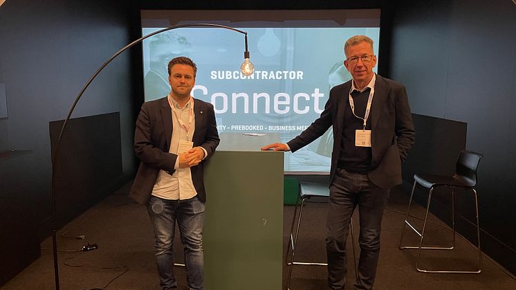 Fredrik Larsson, till vänster, och Fredrik Parenius från Koenigsegg är båda nöjda med sina möten under Subcontractor Connect.