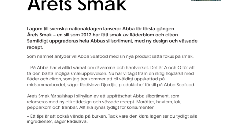 Abba introducerar Årets Smak