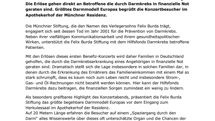 Klassik gegen Darmkrebs. Erstes Benefizkonzert der Felix Burda Stiftung. 