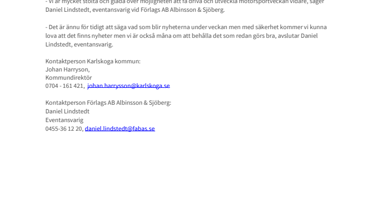 Karlskoga motorsportvecka blir ännu bättre