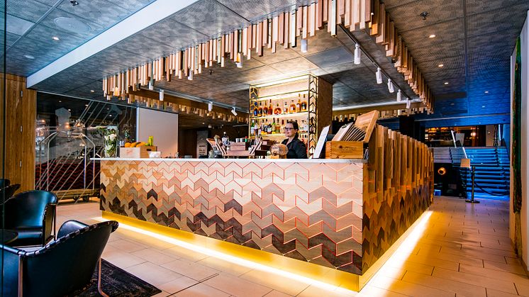 Lobby bar at Klaus K Hotel, Helsinki, designed by Stylt Trampoli
