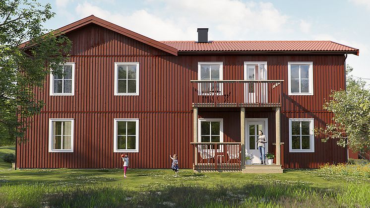 Lägenhetshusen som ska byggas i Marielund utanför Mariefred kommer vara klassiskt röda