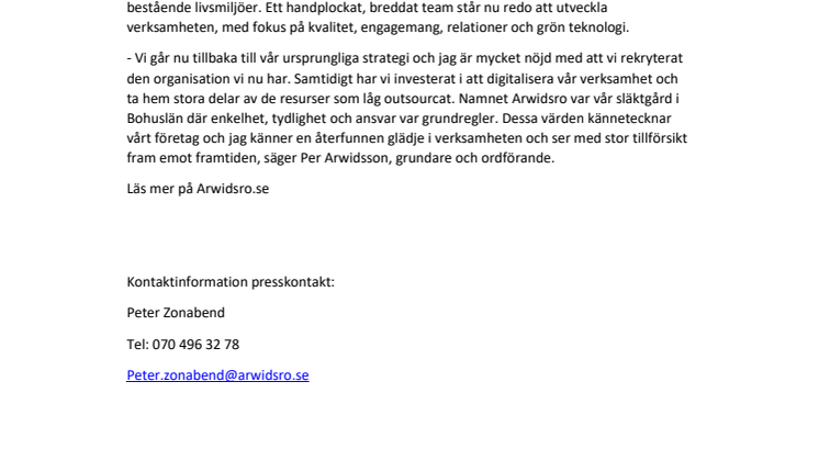 Granen Fastighetsutveckling blir Arwidsro