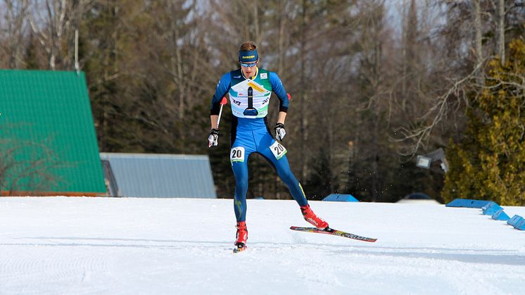 Umeåsonen och landslagsåkaren Erik Blomgren, Umeå OK, tävlar under SM- och världscuptävlingarna i skidorientering i Vindeln, 21 - 26 februari. Foto Mårten Lång/Skogssport.