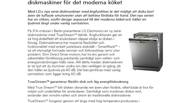Renare med ånga – LG lanserar nya diskmaskiner för det moderna köket