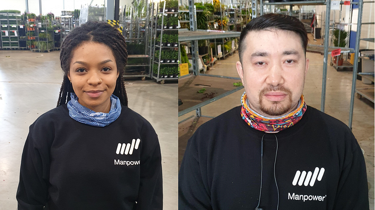 Cheyenne Apio og Nurshat Abdurahman på Plantasjens logistikksenter i Moss