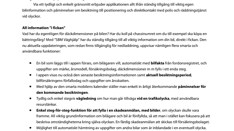 Appen "SBM Väghjälp" blir bilägarens allt-i-allo