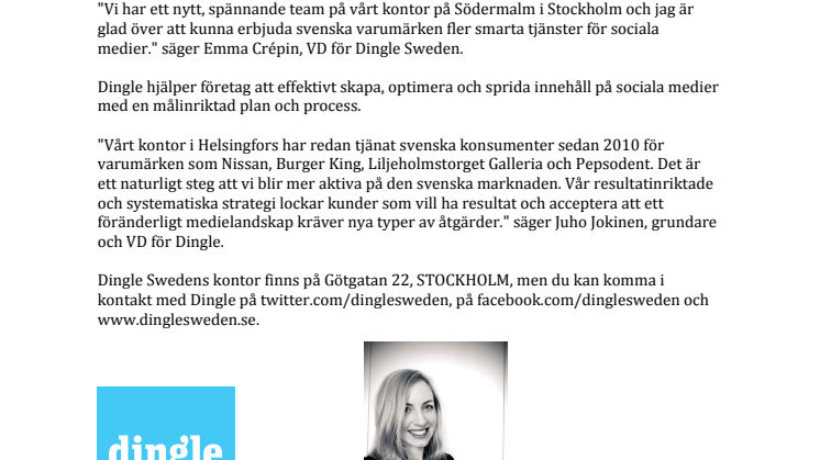 Dingle - Nordens främsta byrå för sociala medier öppnar upp kontor i Stockholm