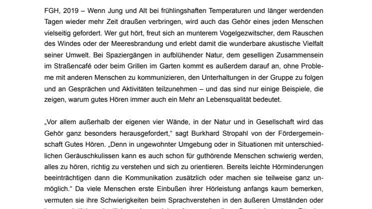 ​Sind die Ohren fit für den Frühling? – mit dem Hörtest beim FGH Partner ist man auf der sicheren Seite