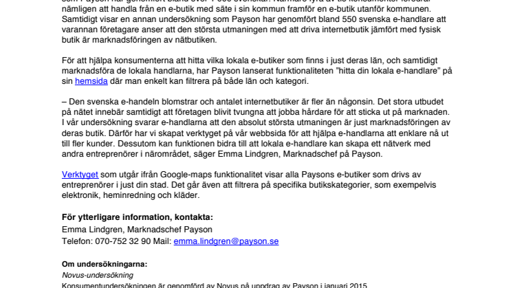 Payson lanserar verktyg för lokal e-handel