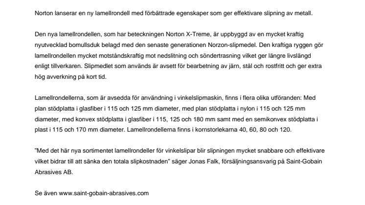 Ny lamellrondell ger effektivare slipning