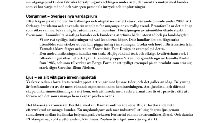 Trendrapport nr 2 från Svenssons i Lammhult