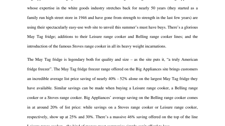 Big Appliances got big by not cheating on the price of imported white goods 