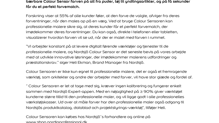 Perfekt farvematch med den nye Colour Sensor