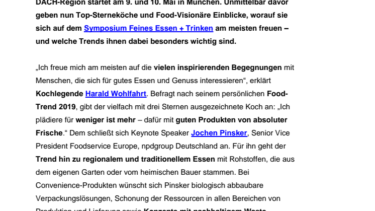 Harald Wohlfahrts Food-Trend 2019 und mehr: Top-Referenten verraten ihre Highlights