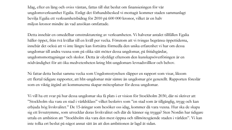 Öppet brev till Sten Nordin 12 februari 2010
