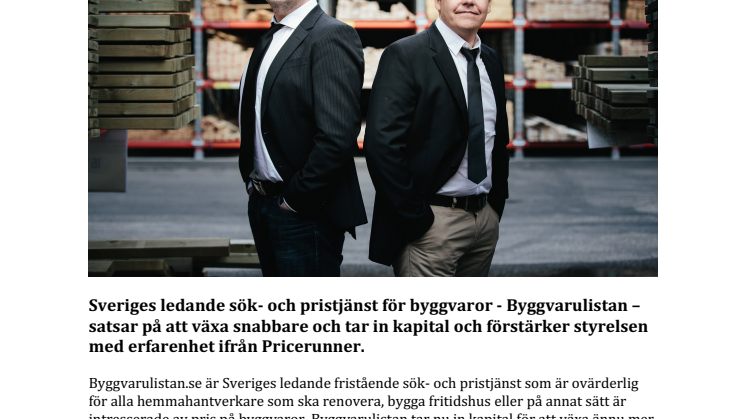 Byggvarulistan gasar med kapital och ny styrelse