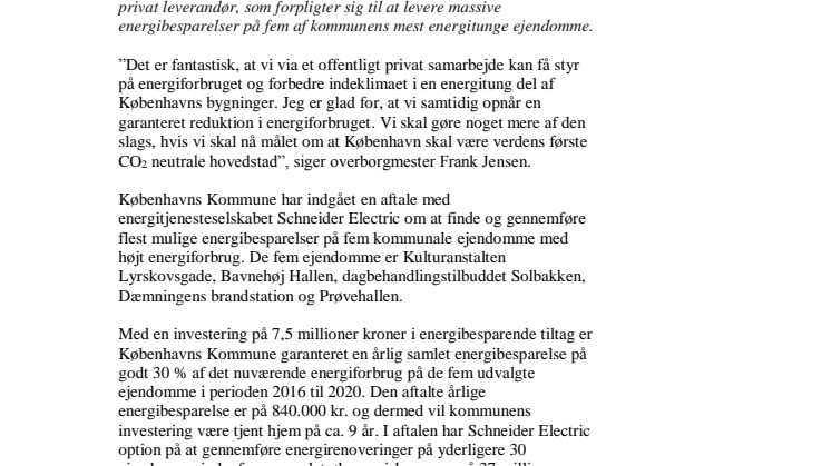 Pressemeddelelse fra Københavns Kommune