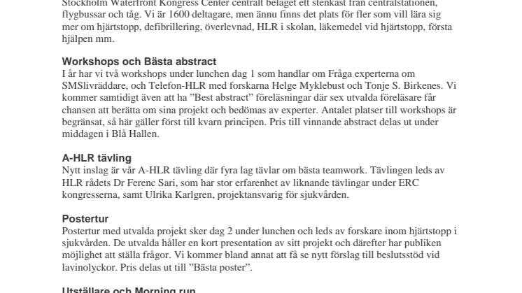 Tillsammans räddar vi liv - HLR2019 kongressen på gång