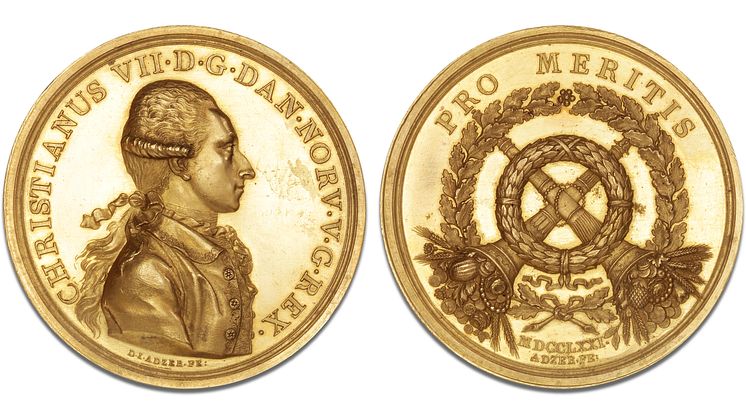 Medaljen for Ædel Daad / Pro Meritis, 1771. Vurdering: 50.000 kr. 