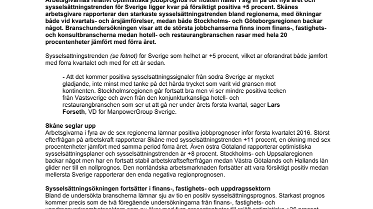 Stabil efterfrågan på arbetskraft