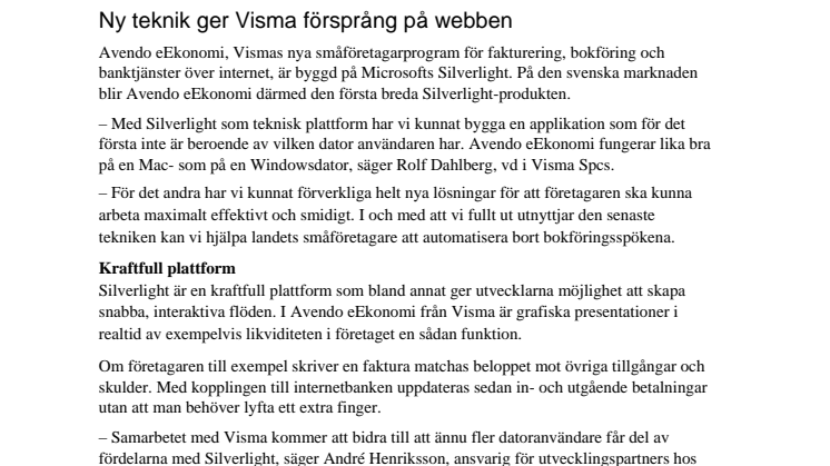 Ny teknik ger Visma försprång på webben
