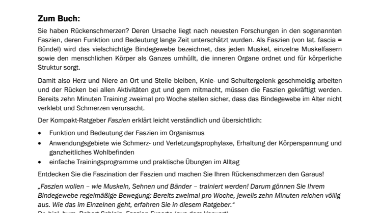 Waschzettel Kompakt-Ratgeber"Faszien"
