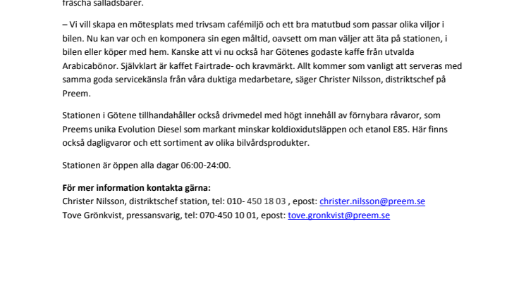Nu serveras det god mat från bra råvaror på Preem i Götene