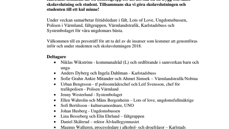 Pressinbjudan 31 maj: Tillsammans gör vi skolavslutningen och studenten till ett kul minne!