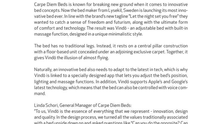 Carpe Diem Beds Launches Flying Bed With a Touch of Tech