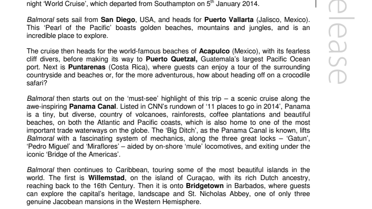 Cruise the Panama Canal 100 years on with Fred. Olsen Cruise Lines