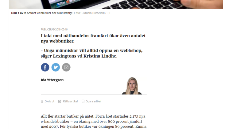 Kraftig ökning av antalet webbutiker