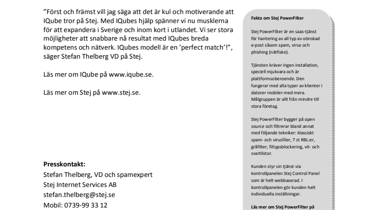 Stej blir IQube-företag
