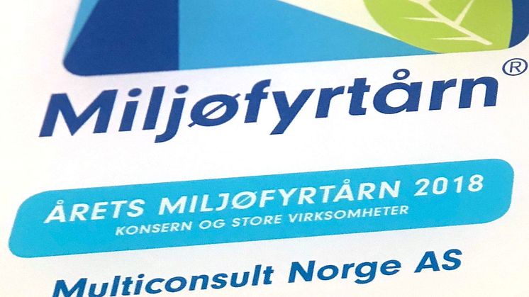 Multiconsult er kåret til Årets Miljøfyrtårn 2018.