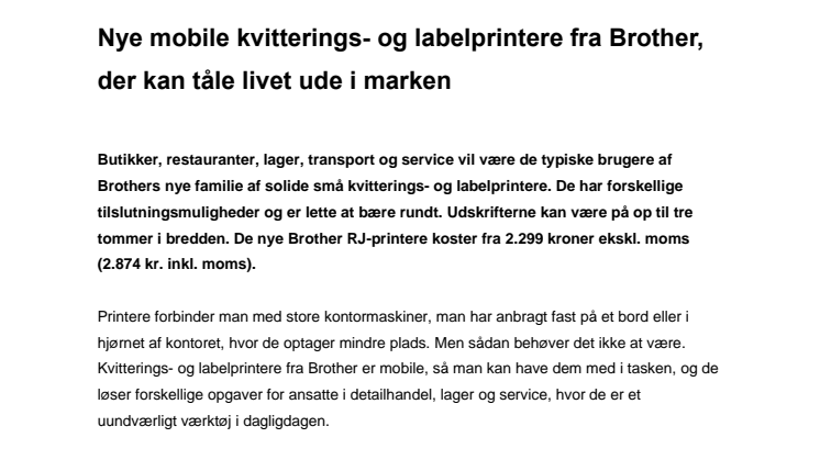 Nye mobile kvitterings- og labelprintere fra Brother, der kan tåle livet ude i marken