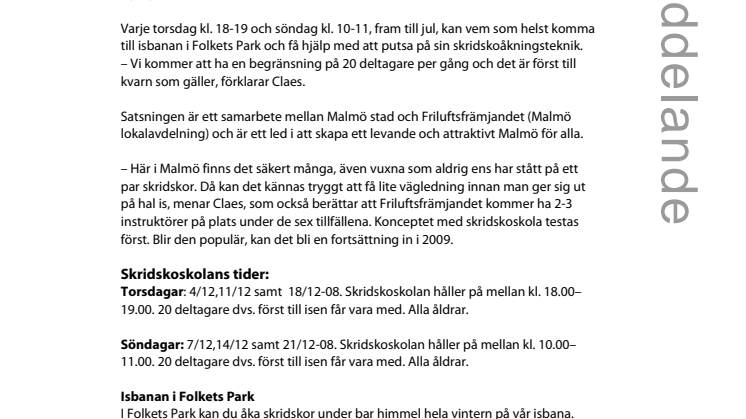 Lär dig åka skridskor i Folkets Park