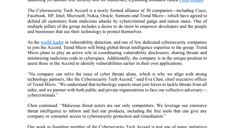 Trend Micro medgrundare av branschallians för cybersäkerhet