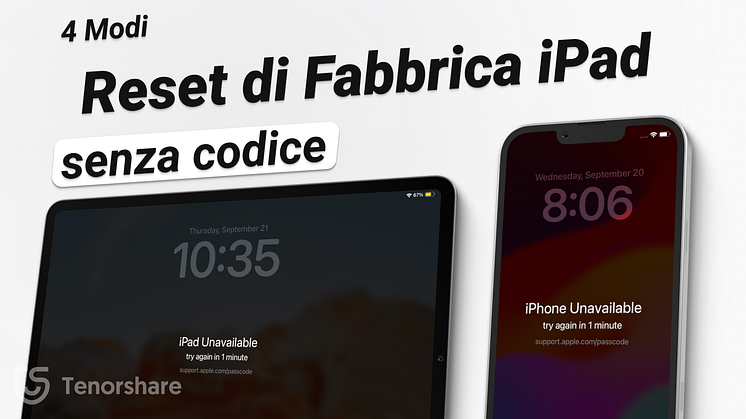 reset di fabbrica ipad senza password icloud