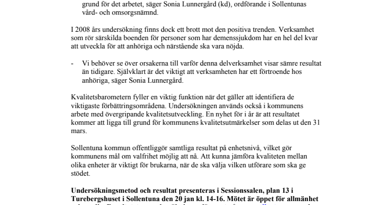 Gott betyg till äldreomsorgen i Sollentuna