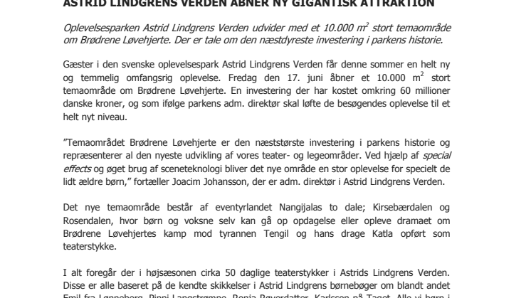 Astrid Lindgrens Verden åbner ny gigantisk attraktion