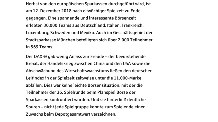 Sieger trotzen Baisse an der Börse! Spielende beim Planspiel Börse 2018