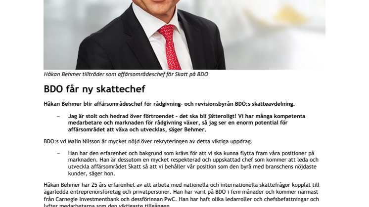 BDO får ny skattechef