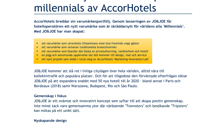 JO&JOE: nytt hotellkoncept för millennials av AccorHotels