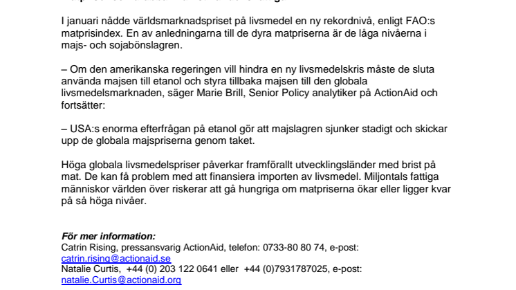 Matpriserna dyrare än någonsin – drabbar världens fattiga