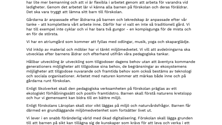 Hulta förskola - pedagogisk tanke
