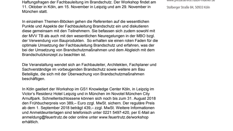 FeuerTrutz Workshop 2018: Fachbauleitung Brandschutz