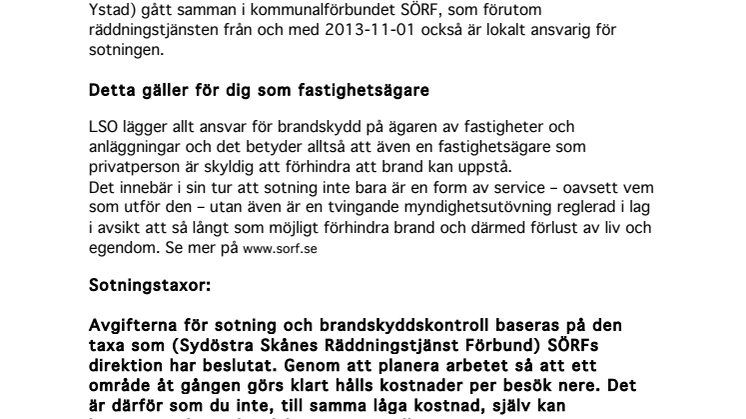 Sotning är viktig för brandsäkerheten