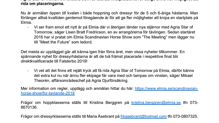 Dags att börja kvala till Agria Star of Tomorrow i hoppning och dressyr