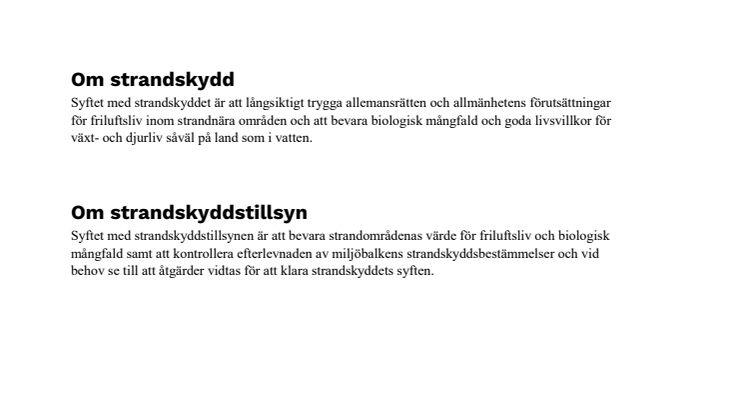 Fakta om strandskydd och strandskyddstillsyn