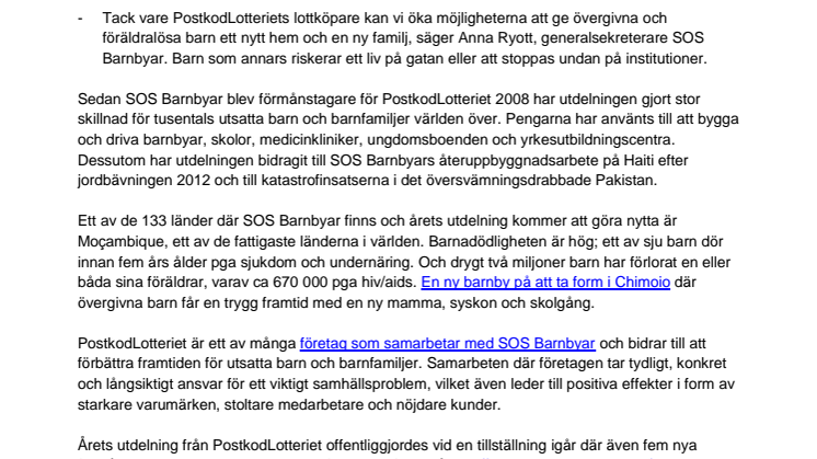Rekordstor utdelning till utsatta barn